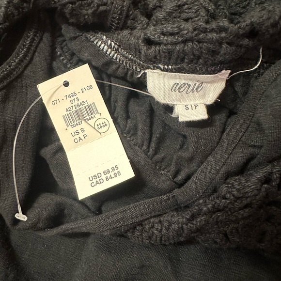 NWT Aerie Elegant Black Maxi Dress with Crochet Detail Small - Picture 7 of 9